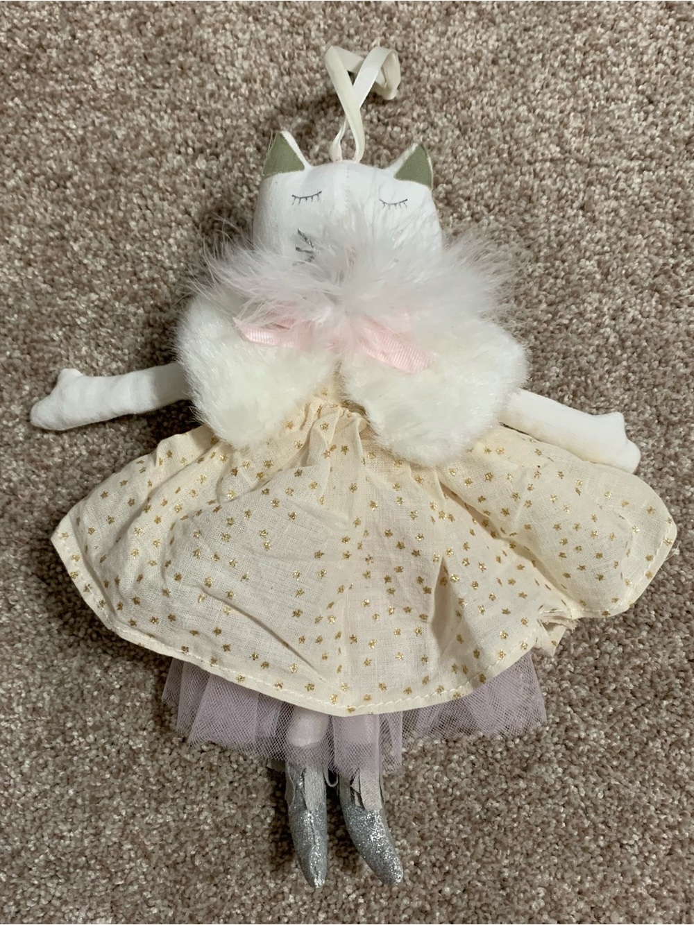 Pottery Barn Kids Plush Kitty Doll Holiday Christmas Ornament Ballerina New